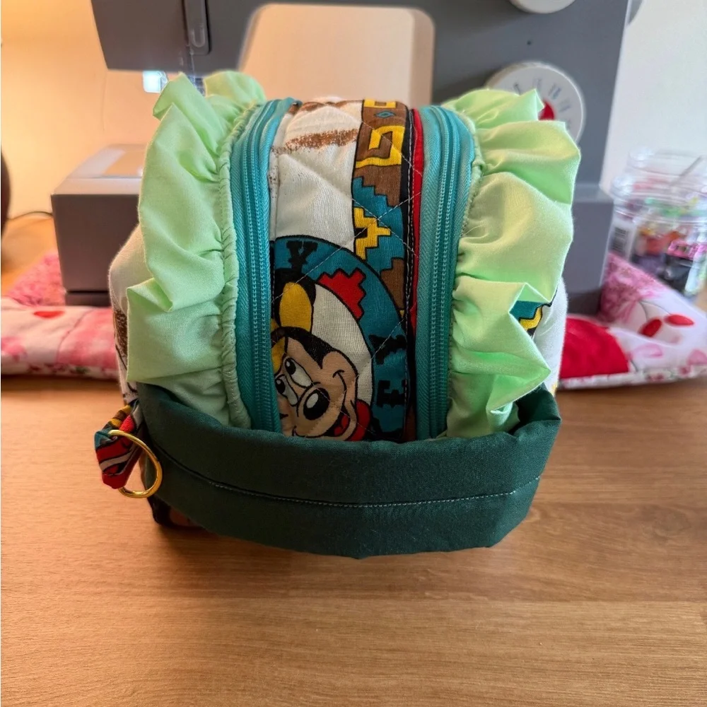 Handmade Diaper and Wipes Pouch - Green and Teal Printed